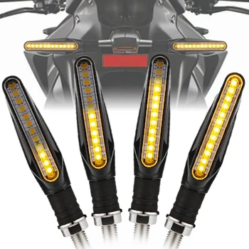 1/2 Adet Evrensel Motosiklet Dönüş Sinyalleri İşık 12 LED Kuyruk Flaşör Akan Su Flaşör Bükülebilir Motosiklet Yanıp Sönen ışıklar