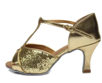 1 çift / grup Kadın Balo Latin Tango Dans Ayakkabıları topuklu 7 cm / 5 cm kadın modern dans pullu ayakkabı