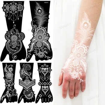 1 çift Kına Dövme Stencil Airbrush Şablonlar Kol El Vücut DIY Glitter Dövme Şablonu Düğün Aracı Kiti Pochoir Tatouage