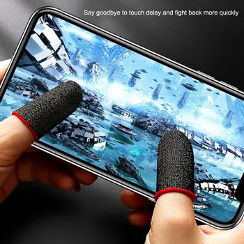 1 Çift Oyun kaymaz Parmak Kapağı 18-Pin Karbon Fiber Anti-Ter kaymaz Parmak Uçları Mobil Oyunlar İçin Dokunmatik Ekran Parmak Karyolası