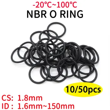 10/50 adet NBR O Ring Conta CS 1.8 mm ID 1.6 mm ~ 150mm Otomobil Nitril Kauçuk Yuvarlak O Tipi Korozyon Yağa Dayanıklı Conta Yıkayıcı