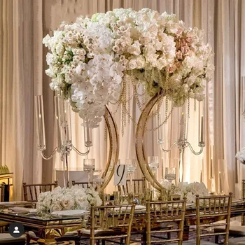10 ADET Altın Kemer Standı Yol Kurşun Düğün Masa Centerpiece çiçek rafı Olay Parti Dekorasyon İçin