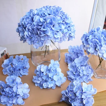 10 adet / grup Renkli Dekoratif Çiçek Kafa Yapay İpek Ortanca DIY Ev Partisi Düğün Kemer Arka Plan Duvar Dekoratif Çiçek
