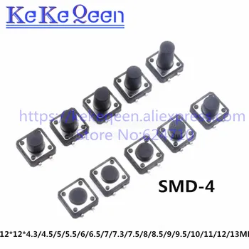 10 ADET PCB Dokunsal İnceliğini Mini basmalı düğme anahtarı SMD 4pin Mikro anahtarı 12*12*4.3/5/6/7/8/9 MM 12x12 * 4.3 MM / 5 MM / 6 MM / 7 MM / 8 MM / 9 MM