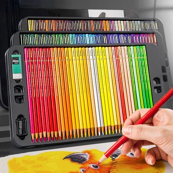 120100/72/48 / Renk Profesyonel Yağ renkli kalemler Ahşap Yumuşak su renkli kurşun kalem Okul Beraberlik Kroki Sanat Malzemeleri