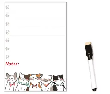 140mm X 200mm Manyetik Beyaz Tahta Buzdolabı Mıknatısları işaretleyici kalem Mesaj Panosu Hafta Planlayıcısı Yapılacaklar Listesi Akıllı Not Karikatür Kedi Köpek Pedi