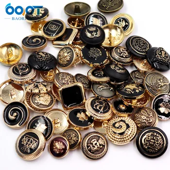 18563, Siyah yağ altın metal düğme, Tuhafiye Düğmesi, 50 adet Paketi, Farklı düğmeler ve boyutları düğme karışımı, DIY El Yapımı Dikiş