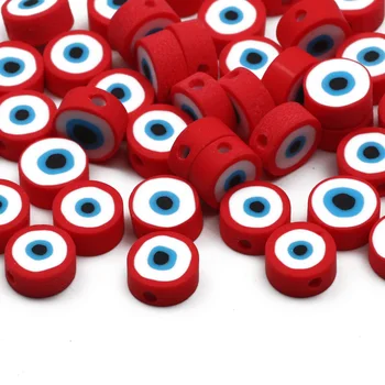 20/50/100 adet 10mm Polimer kil boncuklar Kırmızı Gözler Yuvarlak Düz Polimer Boncuk Takı Yapımı İçin DIY Kolye Bilezik Aksesuarları