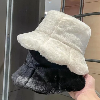 2022 Yeni Moda Ruffles Peluş balıkçı Şapka kadın Kış Kalınlaşmış Sıcak Kova Şapka Japon Sevimli Bayanlar Kaput