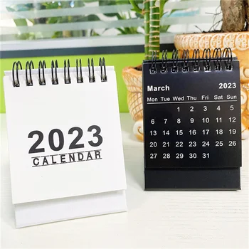 2023 Mini Basit Bobin Takvim Düz Renk Masaüstü Kağıt Takvim Günlük Program Masa Planlayıcısı Ofis Okul Malzemeleri