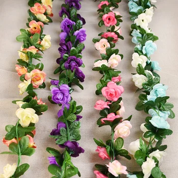 240cm Yapay İpek Gül Asma Rattan Dize Asılı Çiçekler Duvar Dekorasyonu için Sahte Bitkiler Yapraklar Garland Ev Düğün Dekor