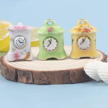 3 adet / takım Minyatür Aksesuarları Mini Porselen Saat Demlik Model Oyuncaklar Bebek Evi Dekor Yatak Odası Oturma Odası Aksesuarları