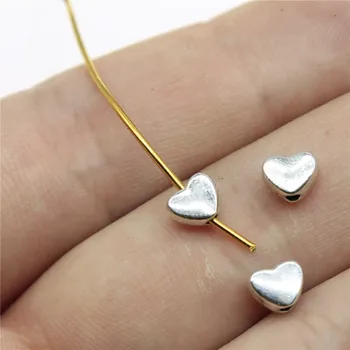 40 adet Antik Gümüş Renk Tonu 0.2x0.2 İnç (6x5mm) peşinde Kalp Küçük Delik Boncuk Takı Bulguları Takı Yapımı İçin