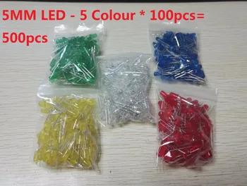 500 Adet / grup 3MM 5MM LED Diyot Kiti Karışık Renk Kırmızı Yeşil Sarı Mavi Beyaz f3 F5 5 değerleri Çeşitli Çeşitler Seti dıy kitleri