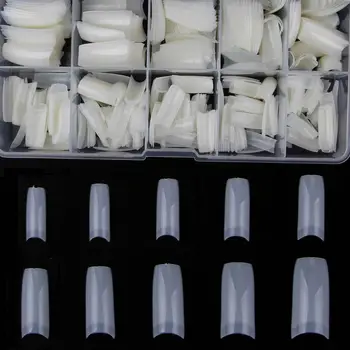 500 adet / kutu Temizle Nail İpuçları Tabut Tam Kapak Yapay takma tırnak Kapsül Akrilik Lady Fransız Jel Manikür tırnak Sanat Aracı