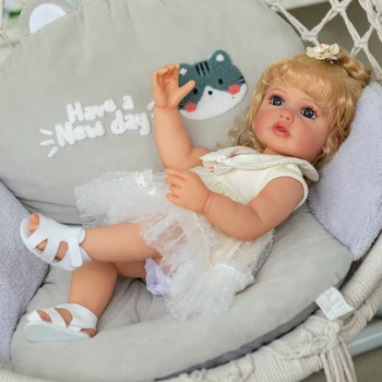 55 CM tam vücut yumuşak silikon vinil Reborn Yürümeye Başlayan Kız Bebek 3D Boyalı Cilt Genesis Boya noel hediyesi kız için