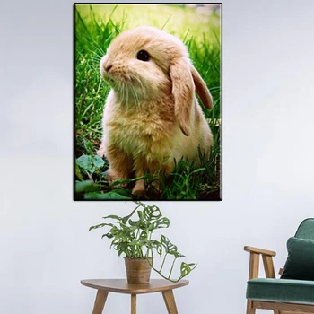 5d Diy Elmas Boyama Tam Kare Yuvarlak Çapraz Dikiş nakış Elmas Sevimli Tavşan Ev dekorasyon için duvar boyaması Oturma Odası İçin