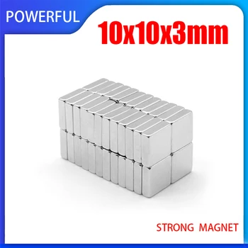 5~200 adet 10x10x3mm Neodimyum Mıknatıs 10mm x 10mm x 3mm N35 NdFeB Blok Süper Güçlü Güçlü Kalıcı Manyetik imanes
