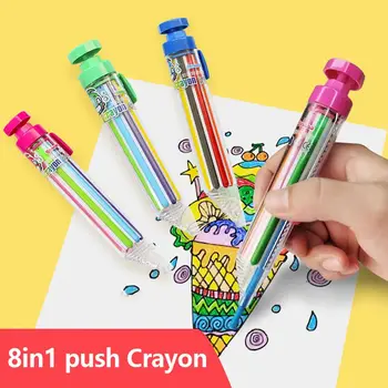 8 İn 1 Renkli Boya Kalemi Yaratıcı İtme Tarzı DIY Değiştirilebilir Yağ Pastel Renkli Kalem Çocuklar için Grafiti Boyama Araçları