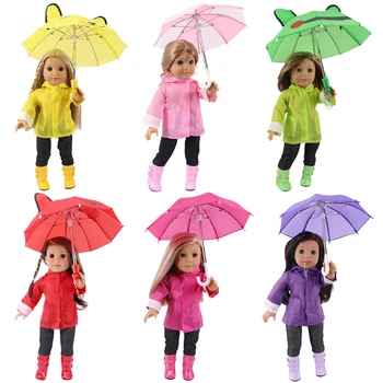 Bebek Bebek Yağmurluk 5 adet/takım = Yağmurluk + Bot + Şemsiye + T-shirt + Kot 18 İnç Amerikan ve 43Cm Bebek Yeni Doğan Bebek kız çocuk oyuncağı DIY
