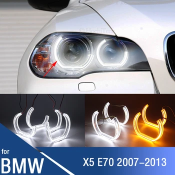 BMW için X5 E70 E 70 2007-2011 Gün ışığı Dönüş sinyal ışığı Kristal Melek Gözler Halo yüzükler Kiti