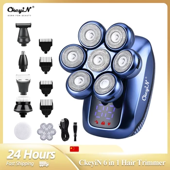 CkeyiN 6 in 1 7D erkek Elektrikli Tıraş Makinesi Profesyonel Şarj Edilebilir Sakal Düzeltici Burun Vücut Saç Kesme Makinesi Çok fonksiyonlu Jilet