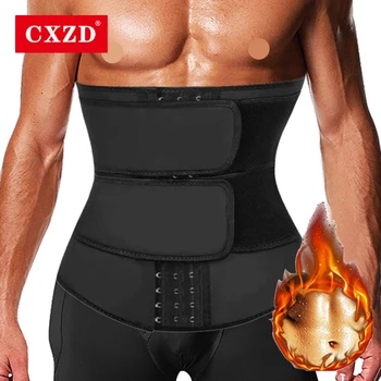 CXZD Bel Eğitmen Karın Kontrol Zayıflama Kemeri Sauna Vücut Şekillendirme Erkekler Shapewear Kilo Kaybı Korse Egzersiz Fitness Kuşak