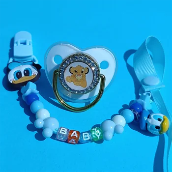 Disney Donald Ördek Simba Silikon Bebek Emzikler Karikatür Şekli Perle Boncuk Diş Kaşıyıcı Klip ve Bebek Emme Emzik doğum günü hediyesi
