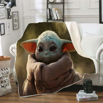 Disney Star Wars Yoda Serisi Battaniye 3D Dijital Baskı Seyahat kanepe kılıfı Atmak Yatak / Beşik / Kanepe çocuk Hediye
