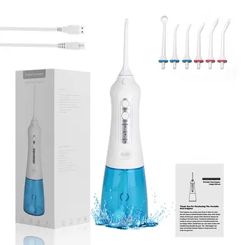 Diş duşu Akülü diş ağız duşu DIY 3 Modları, 6 Jetleri, 300ML IPX7 Su Geçirmez Şarj Edilebilir Diş Temizleyici