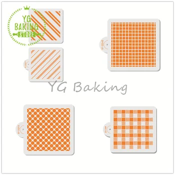 Dorıca 5 adet / takım Kafes / Şerit / Nokta Pasta Kek Şablonlar Dıy El Yapımı Plastik Çerezler Şablon Mutfak Malzemeleri Bakeware