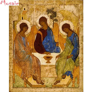 Elmas boyama çapraz dikiş kitleri mozaik elmas desen Holy Trinity simge Üç Melekler Boyama Dini simge Hıristiyan hediye