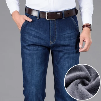 Güzel Sonbahar Pop Men39 Artı Kadife Kot Kış Sıcak Gevşek Streç Denim Pantolon Erkek Kore İş Marka Kalın Polar Pantolon