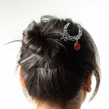 Hilal Ay Damla Yakut Kolye Hairstick Göksel Firkete Pagan Takı kadınlar için