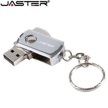 JASTER Metal usb flash sürücü Rotasyon Kalem Sürücü 4GB 8GB 16GB 32GB 64GB Gerçek Kapasite Pendrive USB bellek çubuğu Anahtarlık ile
