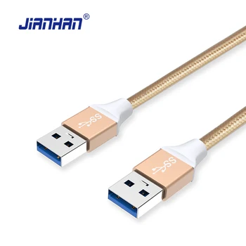JıanHan USB 3.0 Uzatma Kablosu 1M USB 3.0 A Tipi Erkek Erkek Naylon Örgülü Kablolar Veri Kabloları Radyatör Dizüstü sabit disk