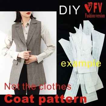 Kadın takım elbise yelek kolsuz ceket desen kesme tasarım çizim 1: 1 konfeksiyon yapısı desen BWT-108