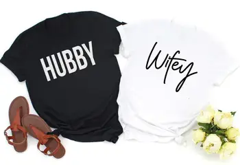 Koca Ve Wifey T-shirt Karı Koca Gömlek Mektup Baskı Yaz Balayı Yeni Evli Çift İçin Üst Tee Yeni Moda Mr Ve Mrs