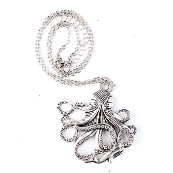 Kuzey Denizi Dev Canavar Ahtapot Kolye Kadınlar için Gümüş Renk kadın mücevheratı Gotik Tarzı Boyun Kolye Zinciri Toptan VGN050