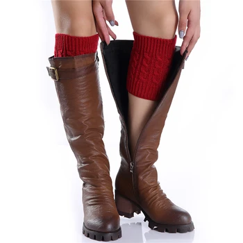 Kış Kalın Sıcak Örme Bacak ısıtıcıları Çorap bot kılıfı Moda Termal Kadın Streç Çizme Bacak Manşetleri Çizme Çorap ayak ısıtıcı