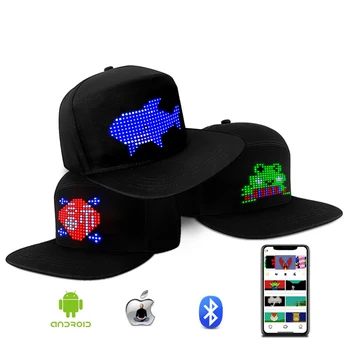LED Aydınlatma Şapka Yaratıcı Bluetooth Parlayan Ekran Kapaklar Çok Dilli Ekran Reklam Kap Balo Parti Dekoratif Şapka Düzenlenebilir