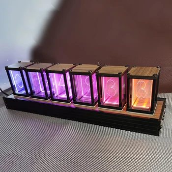 Led Nixie Tüp Saat Retro RGB Lüks Sessiz Masa Saati Metal DIY Masaüstü Yaratıcı Masa dijital saat Dekorasyon Hediye Fikirleri