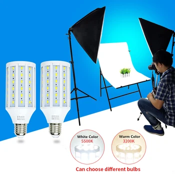 LED Yüksek Parlak Fotoğraf Mısır Aydınlatma 5600K Beyaz Sarı Günışığı Ampuller E27 Tabanı Softbox Fotoğraf Video Fotoğraf Stüdyosu