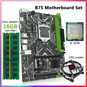 Makinist B75 LGA 115 Anakart Kiti Seti Intel Core İ5 3570 İşlemci ve DDR3 16GB masaüstü bellek ve CPU soğutucu VGA HDMI