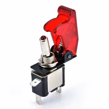 Mayitr 1 adet Minyatür Elektrikli Geçiş Anahtarları 12V 20A ON / OFF ışık devre anahtarı ve Kırmızı Kapak Yarış otomobil araç Sis Lambaları