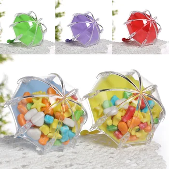 Mini Plastik Şemsiye Şekilli Şeker Kutusu Yaratıcı Sevimli Hediye Kutuları Düğün Parti İyilik İçin Bebek Duş Dekor