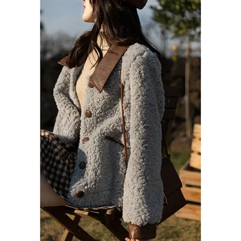 MİSHOW 2021 kışlık ceketler Kadınlar İçin Uzun Kollu Açık Streetwear Sıcak Palto Rahat Yün Ceketler Kadın Mont MXA47W0254