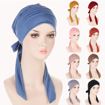 Müslüman Kadınlar Başörtüsü Türban Kap Kemo Kap İç Kapaklar Şapka Kasketleri Katı Headwrap Kapaklar Başörtüsü Şapka Kaput Başörtüsü Saç Dökülmesi Kapağı