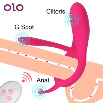 OLO Uzaktan Horoz Halka Klitoral Stimülatörü Yetişkin Seks çiftler için oyuncaklar 10 Hız Penis Yüzükler Vibratör prostat masaj aleti Erkekler için