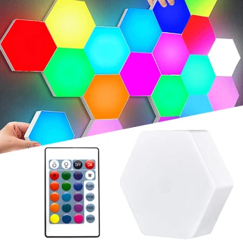 RGB LED kuantum altıgen ışık dokunmatik sensör RGB led duvar lambası LED petek ışık renkli modüler gece lambası yatak odası için